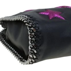 Stella McCartney Black Faux Leather Mini Star Embossed Falabella Tote For Women -Stella McCartney Sales luxury women stella mccartney new handbags p87185 009