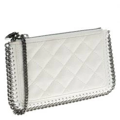 Stella McCartney Off White Quilted Faux Leather Falabella Coin Pouch For Women -Stella McCartney Sales luxury women stella mccartney new handbags p96018 003