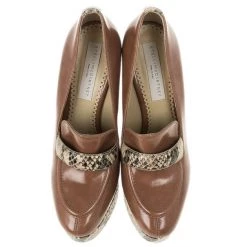 Stella McCartney Brown Faux Leather Python Effect Mary Platform Loafer Pumps Size 39 For Women 16 Stella McCartney Brown Faux Leather Python Effect Mary Platform Loafer Pumps Size 39 For Women -Stella McCartney Sales luxury women stella mccartney new shoes p11941 005