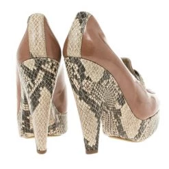 Stella McCartney Brown Faux Leather Python Effect Mary Platform Loafer Pumps Size 39 For Women 17 Stella McCartney Brown Faux Leather Python Effect Mary Platform Loafer Pumps Size 39 For Women -Stella McCartney Sales luxury women stella mccartney new shoes p11941 006