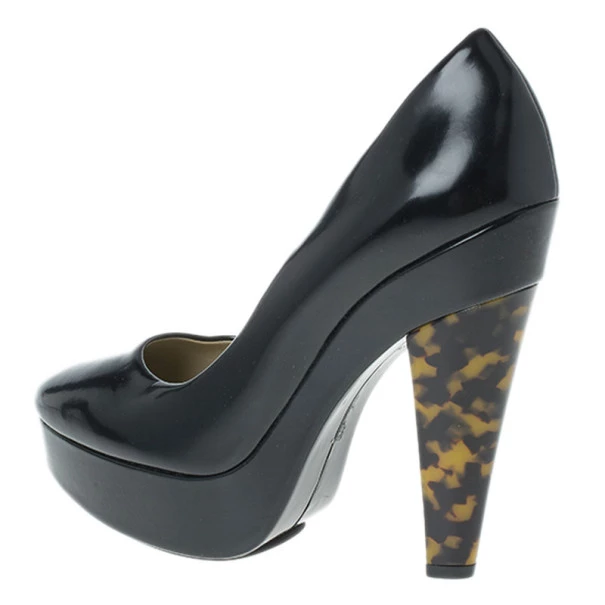 Stella McCartney Black Leather Corinne Platform Pumps Size 39 For Women 5 Stella McCartney Black Leather Corinne Platform Pumps Size 39 For Women - Image 3
