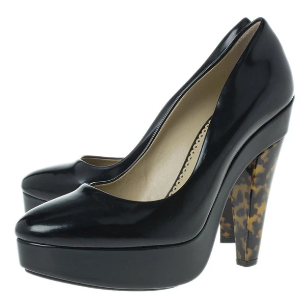 Stella McCartney Black Leather Corinne Platform Pumps Size 39 For Women 6 Stella McCartney Black Leather Corinne Platform Pumps Size 39 For Women - Image 4