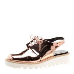 Stella McCartney Metallic Bronze Faux Leather Odette Slingback Derby Size 40 For Women