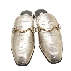 Stella McCartney Metallic Faux Croc Effect Leather Slip On Loafers Size 37.5 For Women -Stella McCartney Sales luxury women stella mccartney new shoes p131574 003