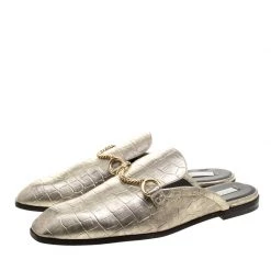 Stella McCartney Metallic Faux Croc Effect Leather Slip On Loafers Size 37.5 For Women -Stella McCartney Sales luxury women stella mccartney new shoes p131574 004
