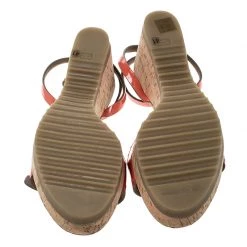 Stella McCartney Imperial Red Faux Patent Leather Linda Cork Wedge Sandals Size 41 For Women -Stella McCartney Sales luxury women stella mccartney new shoes p133439 0006