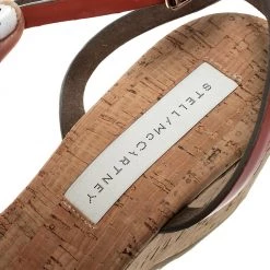 Stella McCartney Imperial Red Faux Patent Leather Linda Cork Wedge Sandals Size 41 For Women -Stella McCartney Sales luxury women stella mccartney new shoes p133439 0007
