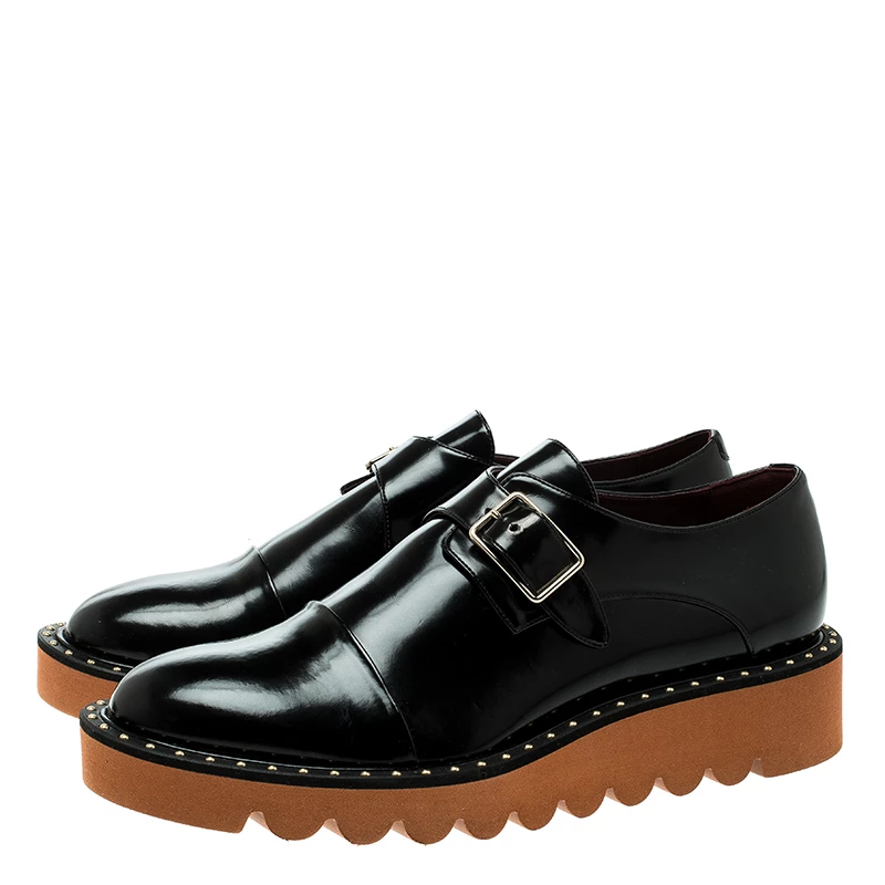 Stella McCartney Black Faux Leather Odette Brogues Loafers Size 40 For Women 6 Stella McCartney Black Faux Leather Odette Brogues Loafers Size 40 For Women - Image 4