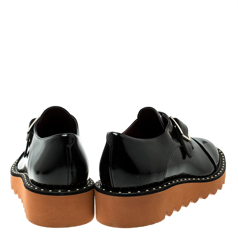 Stella McCartney Black Faux Leather Odette Brogues Loafers Size 40 For Women 7 Stella McCartney Black Faux Leather Odette Brogues Loafers Size 40 For Women - Image 5