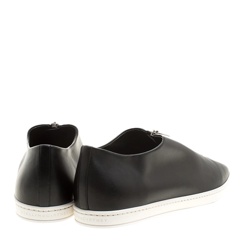 Stella McCartney Black Faux Leather Zip Loafers Size 41 For Women 7 Stella McCartney Black Faux Leather Zip Loafers Size 41 For Women - Image 5