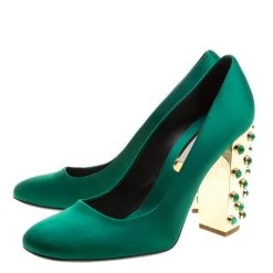 Stella McCartney Green Satin Cabochon Stone Embellished Pumps Size 40 For Women 13 Stella McCartney Green Satin Cabochon Stone Embellished Pumps Size 40 For Women -Stella McCartney Sales luxury women stella mccartney new shoes p135125 0004