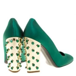Stella McCartney Green Satin Cabochon Stone Embellished Pumps Size 40 For Women 14 Stella McCartney Green Satin Cabochon Stone Embellished Pumps Size 40 For Women -Stella McCartney Sales luxury women stella mccartney new shoes p135125 0005