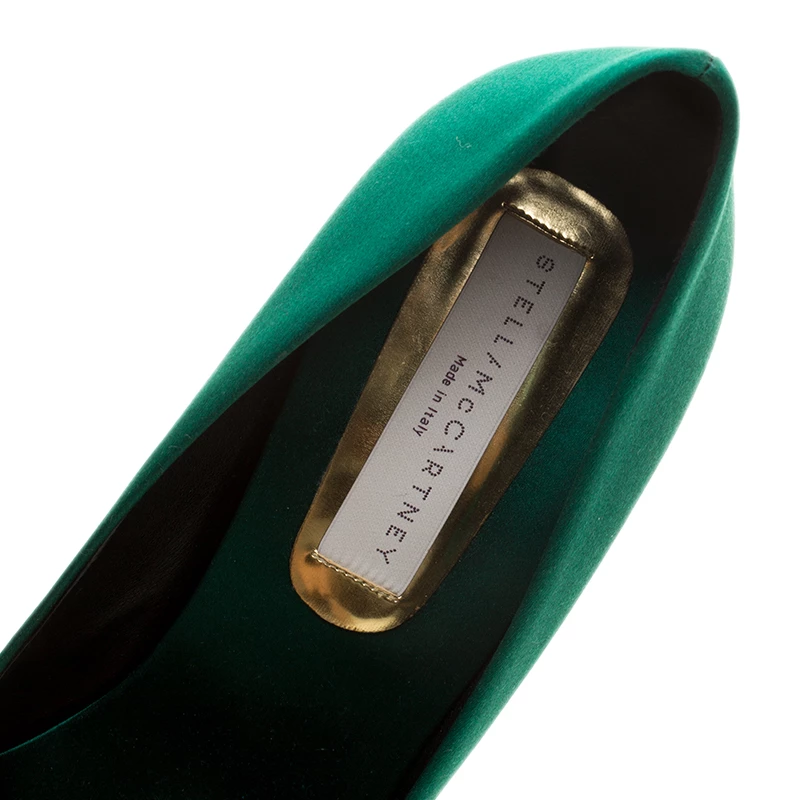 Stella McCartney Green Satin Cabochon Stone Embellished Pumps Size 40 For Women 9 Stella McCartney Green Satin Cabochon Stone Embellished Pumps Size 40 For Women - Image 7