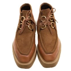 Stella McCartney Brown Faux Suede And Leather High Clipper Platform Ankle Boots Size 37 For Women -Stella McCartney Sales luxury women stella mccartney new shoes p135758 0003