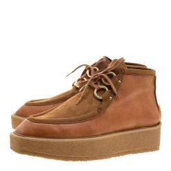 Stella McCartney Brown Faux Suede And Leather High Clipper Platform Ankle Boots Size 37 For Women -Stella McCartney Sales luxury women stella mccartney new shoes p135758 0004