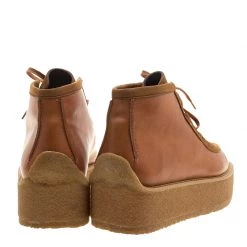 Stella McCartney Brown Faux Suede And Leather High Clipper Platform Ankle Boots Size 37 For Women -Stella McCartney Sales luxury women stella mccartney new shoes p135758 0005