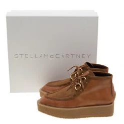Stella McCartney Brown Faux Suede And Leather High Clipper Platform Ankle Boots Size 37 For Women -Stella McCartney Sales luxury women stella mccartney new shoes p135758 0009
