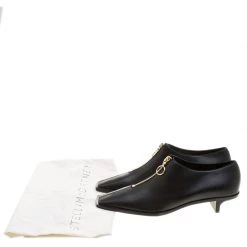 Stella McCartney Black Faux Leather Square Toe Zip Slip On Size 38 For Women -Stella McCartney Sales luxury women stella mccartney new shoes p139528 0008