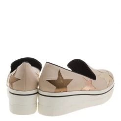 Stella McCartney Beige Faux Leather And Metallic Fabric Binx Star Platform Slip On Sneakers Size 41 For Women -Stella McCartney Sales luxury women stella mccartney new shoes p139568 005
