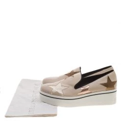 Stella McCartney Beige Faux Leather And Metallic Fabric Binx Star Platform Slip On Sneakers Size 41 For Women -Stella McCartney Sales luxury women stella mccartney new shoes p139568 008