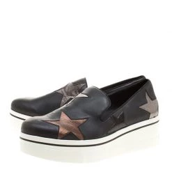 Stella McCartney Black Faux Leather And Metallic Textured Fabric Binx Star Platform Slip On Sneakers Size 40 For Women 14 Stella McCartney Black Faux Leather And Metallic Textured Fabric Binx Star Platform Slip On Sneakers Size 40 For Women -Stella McCartney Sales luxury women stella mccartney new shoes p139748 004