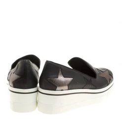 Stella McCartney Black Faux Leather And Metallic Textured Fabric Binx Star Platform Slip On Sneakers Size 40 For Women 15 Stella McCartney Black Faux Leather And Metallic Textured Fabric Binx Star Platform Slip On Sneakers Size 40 For Women -Stella McCartney Sales luxury women stella mccartney new shoes p139748 005