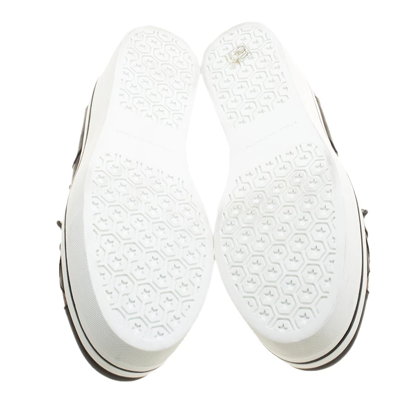 Stella McCartney Black Faux Leather And Metallic Textured Fabric Binx Star Platform Slip On Sneakers Size 40 For Women 8 Stella McCartney Black Faux Leather And Metallic Textured Fabric Binx Star Platform Slip On Sneakers Size 40 For Women - Image 6