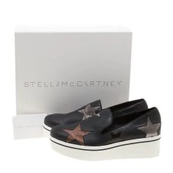 Stella McCartney Black Faux Leather And Metallic Textured Fabric Binx Star Platform Slip On Sneakers Size 40 For Women 19 Stella McCartney Black Faux Leather And Metallic Textured Fabric Binx Star Platform Slip On Sneakers Size 40 For Women -Stella McCartney Sales luxury women stella mccartney new shoes p139748 009