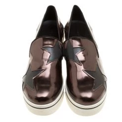 Stella McCartney Metallic Grey Faux Leather Binx Star Platform Slip On Sneakers Size 41 For Women -Stella McCartney Sales luxury women stella mccartney new shoes p139763 003