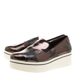 Stella McCartney Metallic Grey Faux Leather Binx Star Platform Slip On Sneakers Size 41 For Women -Stella McCartney Sales luxury women stella mccartney new shoes p139763 004