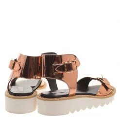 Stella McCartney Metallic Bronze Faux Leather Odette Studded Flat Sandals Size 41 For Women -Stella McCartney Sales luxury women stella mccartney new shoes p139764 005