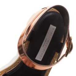 Stella McCartney Metallic Bronze Faux Leather Odette Studded Flat Sandals Size 41 For Women -Stella McCartney Sales luxury women stella mccartney new shoes p139764 007