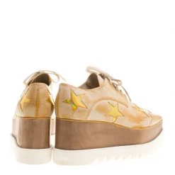 Stella McCartney Beige Brushed Faux Leather Elyse Star Platform Lace Up Derby Size 39.5 For Women -Stella McCartney Sales luxury women stella mccartney new shoes p146314 0005