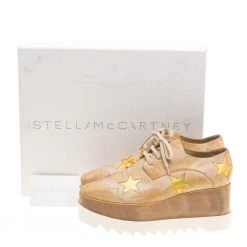 Stella McCartney Beige Brushed Faux Leather Elyse Star Platform Lace Up Derby Size 39.5 For Women -Stella McCartney Sales luxury women stella mccartney new shoes p146314 0008