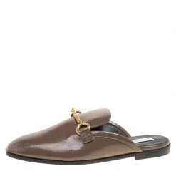 Stella McCartney Brown Faux Patent Leather Slip On Loafers Size 35.5 For Women -Stella McCartney Sales luxury women stella mccartney new shoes p152654 0002