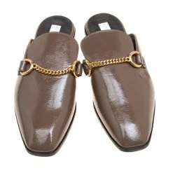 Stella McCartney Brown Faux Patent Leather Slip On Loafers Size 35.5 For Women -Stella McCartney Sales luxury women stella mccartney new shoes p152654 0003