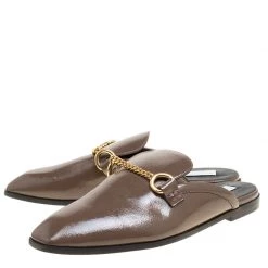 Stella McCartney Brown Faux Patent Leather Slip On Loafers Size 35.5 For Women -Stella McCartney Sales luxury women stella mccartney new shoes p152654 0004