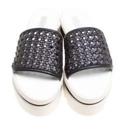 Stella McCartney Black Woven Faux Leather Wicker Platform Slides Size 38 For Women -Stella McCartney Sales luxury women stella mccartney new shoes p155334 0003