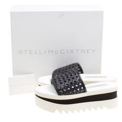Stella McCartney Black Woven Faux Leather Wicker Platform Slides Size 38 For Women -Stella McCartney Sales luxury women stella mccartney new shoes p155334 0008