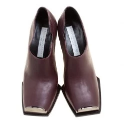 Stella McCartney Burgundy Faux Leather Square Toe Ankle Boots Size 37 For Women -Stella McCartney Sales luxury women stella mccartney new shoes p167116 003