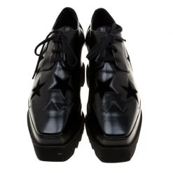 Stella McCartney Black Faux Leather Elyse Star Platform Derby Size 39.5 For Women -Stella McCartney Sales luxury women stella mccartney new shoes p183865 005