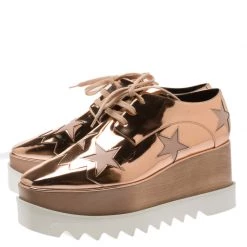 Stella McCartney Metallic Bronze Faux Leather Indium Elyse Star Platform Derby Size 41 For Women -Stella McCartney Sales luxury women stella mccartney new shoes p183867 003