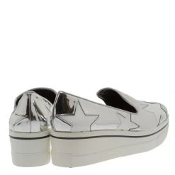 Stella McCartney Metallic Silver Faux Leather Binx Star Platform Slip On Sneakers Size 40 For Women -Stella McCartney Sales luxury women stella mccartney new shoes p183928 006