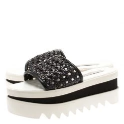 Stella McCartney Black Faux Woven Leather Wicker Platform Slides Size 36 For Women 13 Stella McCartney Black Faux Woven Leather Wicker Platform Slides Size 36 For Women -Stella McCartney Sales luxury women stella mccartney new shoes p183930 002
