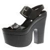 Stella McCartney Black Faux Leather Buckle Block Heel Platform Sandals Size 37.5 For Women -Stella McCartney Sales luxury women stella mccartney new shoes p185583 006
