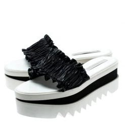 Stella McCartney Black Ruffle Faux Leather Platform Slide Sandals Size 40.5 For Women 13 Stella McCartney Black Ruffle Faux Leather Platform Slide Sandals Size 40.5 For Women -Stella McCartney Sales luxury women stella mccartney new shoes p192809 007