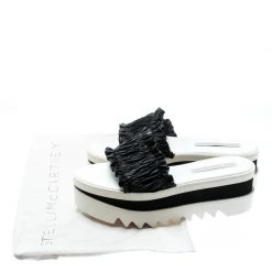 Stella McCartney Black Ruffle Faux Leather Platform Slide Sandals Size 40.5 For Women 17 Stella McCartney Black Ruffle Faux Leather Platform Slide Sandals Size 40.5 For Women -Stella McCartney Sales luxury women stella mccartney new shoes p192809 008
