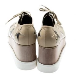 Stella McCartney Beige Faux Leather Elyse Star Platform Lace Up Derby Size 40 For Women -Stella McCartney Sales luxury women stella mccartney new shoes p194310 005