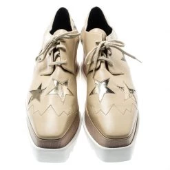 Stella McCartney Beige Faux Leather Elyse Star Platform Lace Up Derby Size 40 For Women -Stella McCartney Sales luxury women stella mccartney new shoes p194310 006