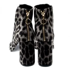 Stella McCartney Beige Leopard Printed Velvet Peep Toe Block Heel Ankle Boots Size 39 For Women -Stella McCartney Sales luxury women stella mccartney new shoes p198102 005